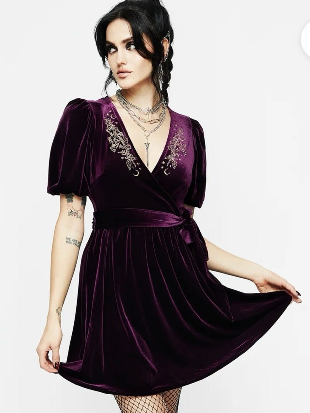 Disturbia Hera Embroidered Mini Wrap Dress 4